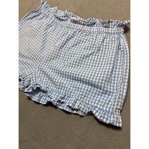 Elizabeth Wilson Gingham Ruffle Hem Blue & White Shorts XXXL  Preppy‎ Chic